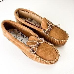 AMIMOC Moccasin Shoes Mens 9 Brown Handmade Suede Slip On Loafer Outdoor Indoor